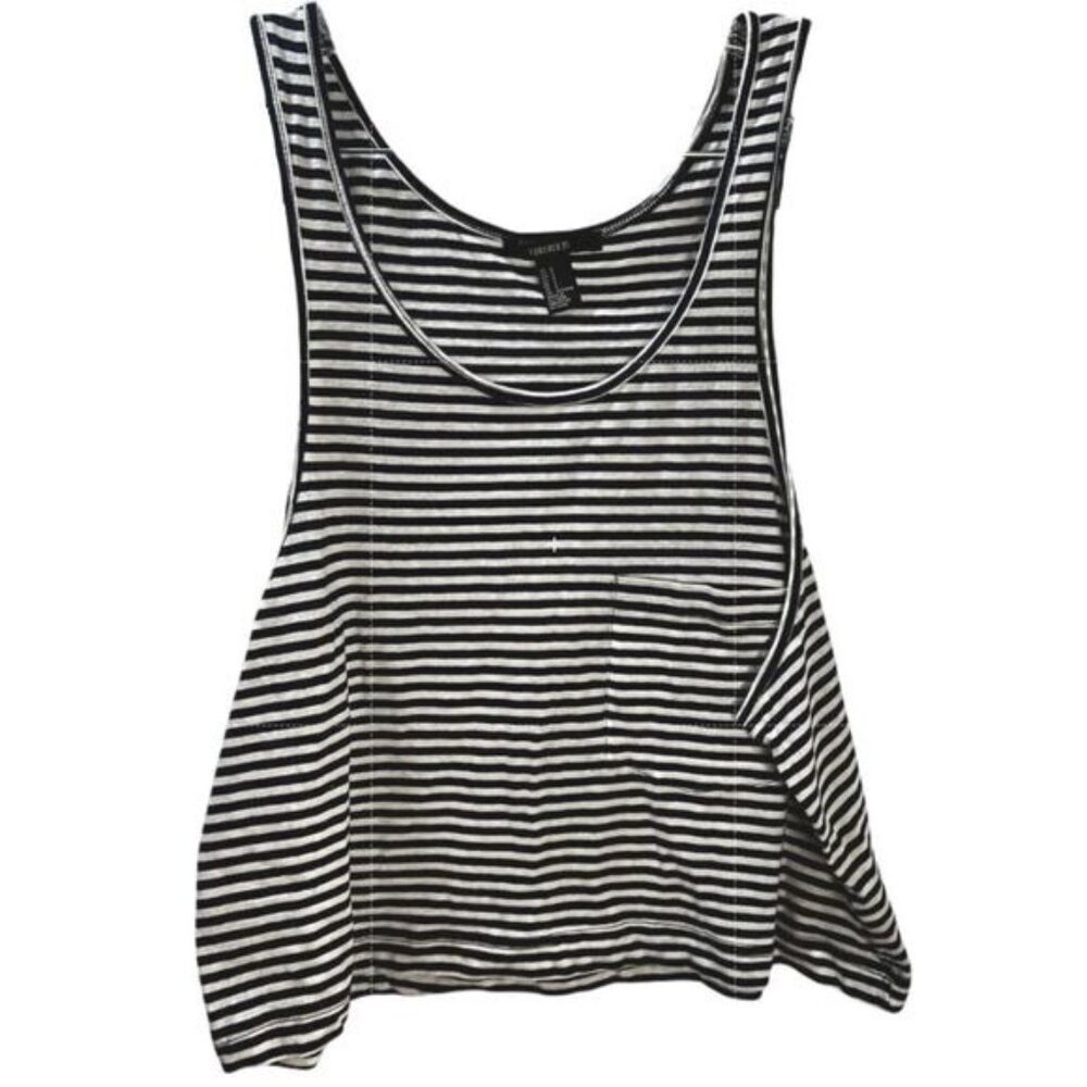 NEW Forever‎ 21 Shirt Girl Crop Top Tank Top Sleeveless Striped Small